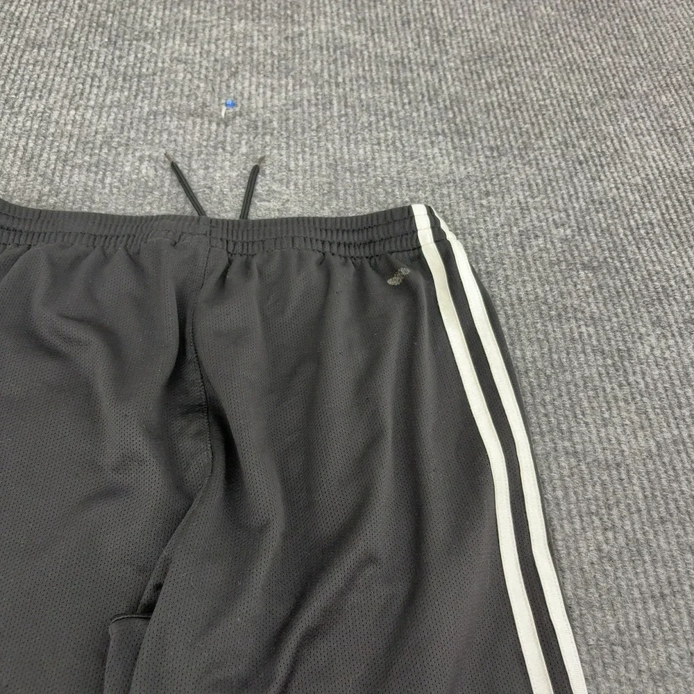 Adidas Track Pants Mens XL Black Polyester Three Stripe Mesh Athletic Sporty